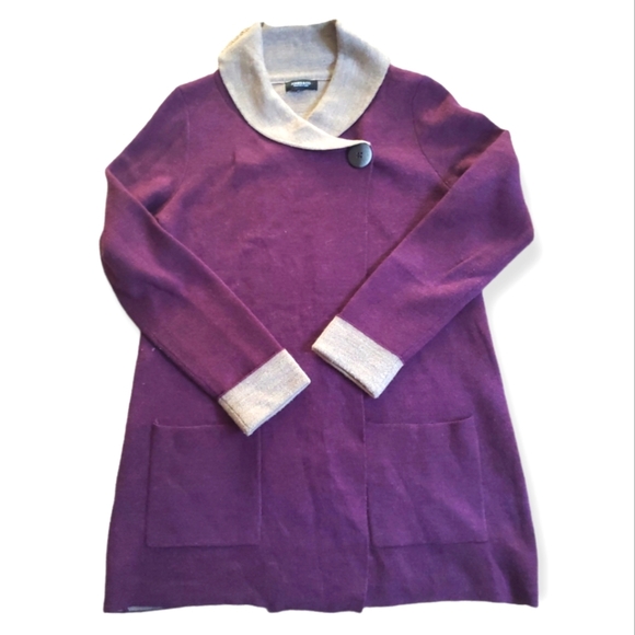 Jones New York Merino Wool Blend Wrap Cardigan - Picture 1 of 8